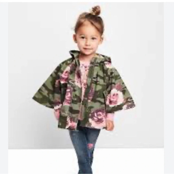 GAP Kids Floral camo parka poncho, Size 4T - Picture 6 of 7